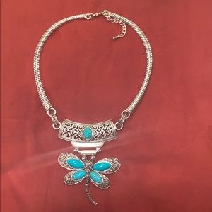 Gorgeous Dragon Fly faux Turquoise & Silvertone